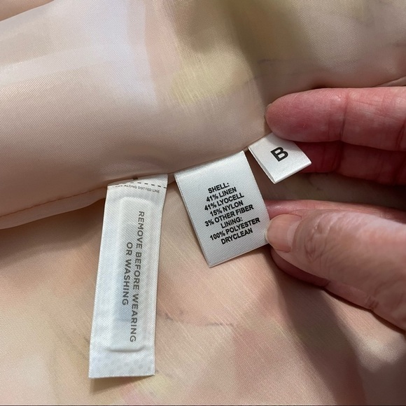 LOFT Ann Taylor Cream Pink Watercolor Floral Tropical Linen Blend Lined Skirt 6 - Picture 9 of 11